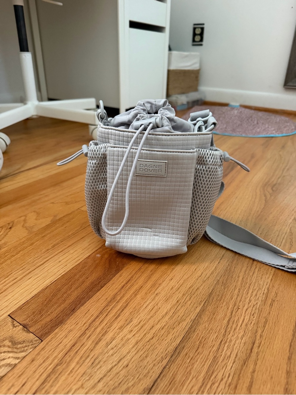 Dagne Dover Pale Gray Mini Drawstring Crossbody